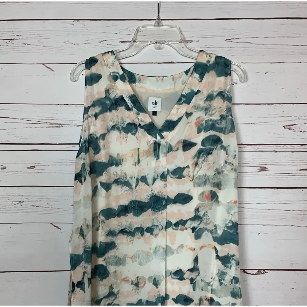 Cabi Women’s M Medium Gelato Watercolor Layered Sleeveless Spring Summer Top - Picture 2 of 13